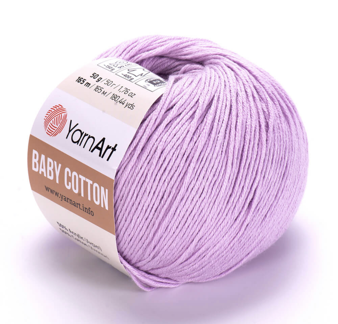 Пряжа Baby Cotton 416 светлая-сирень Yarnart 