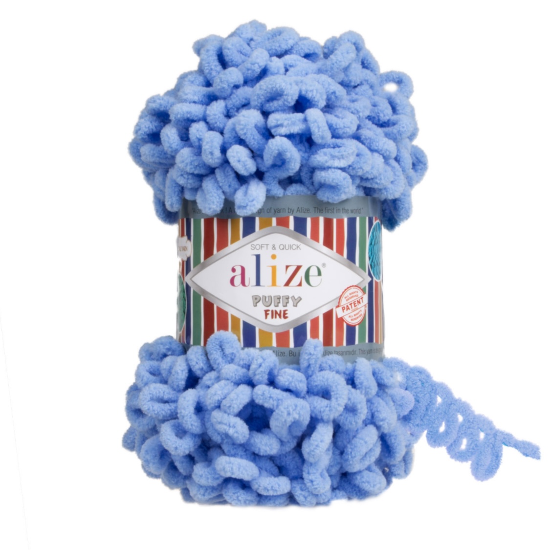 Пряжа Puffy Fine 112 Голубой Alize 