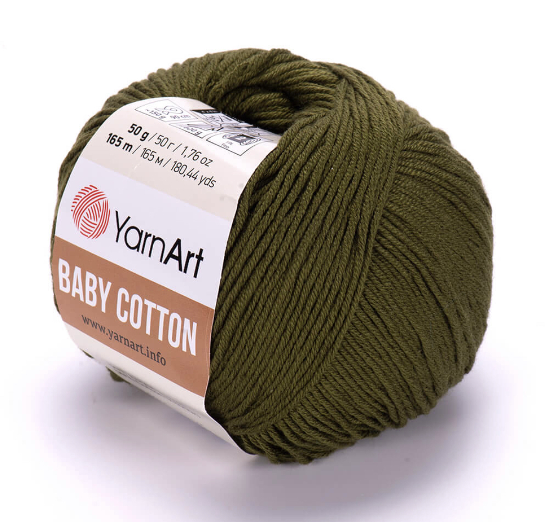 Пряжа Baby Cotton 443 Хаки Yarnart 