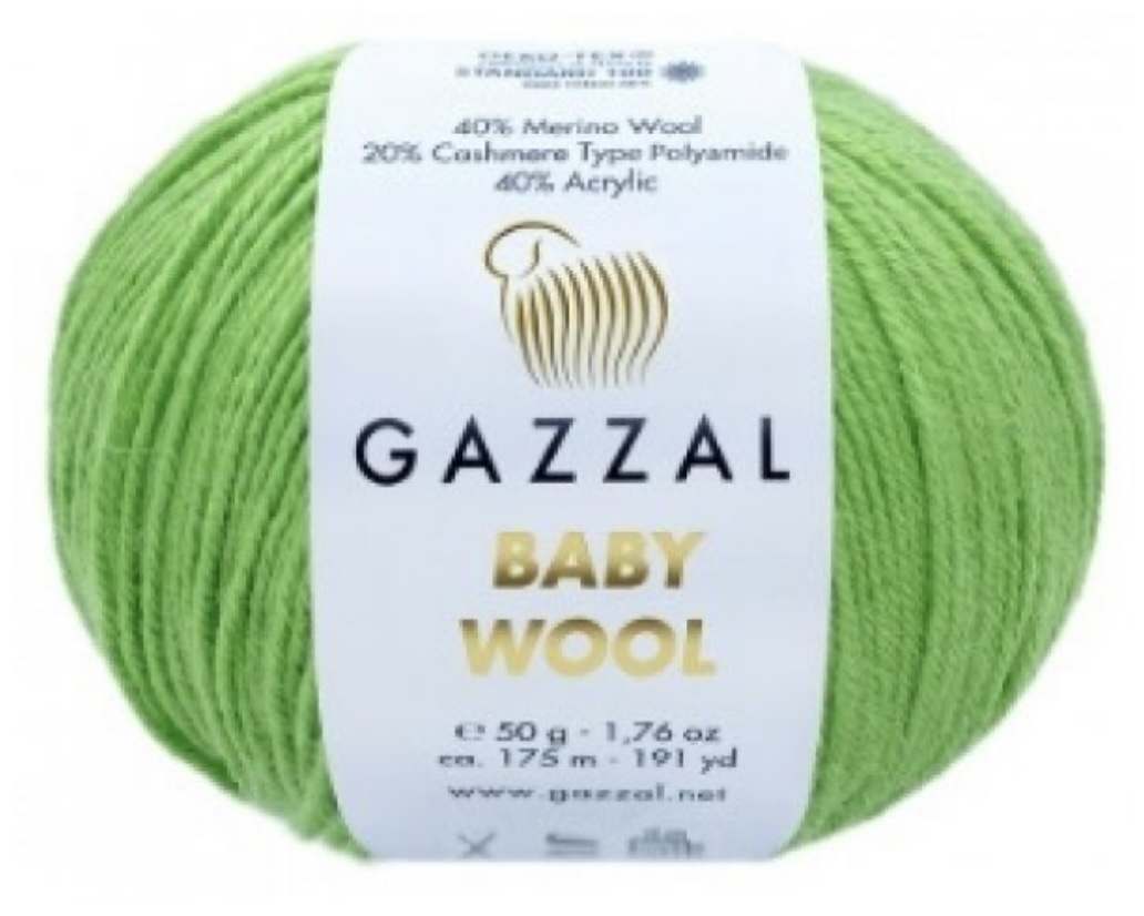 Пряжа Baby Wool 821 Салатовый Gazzal 