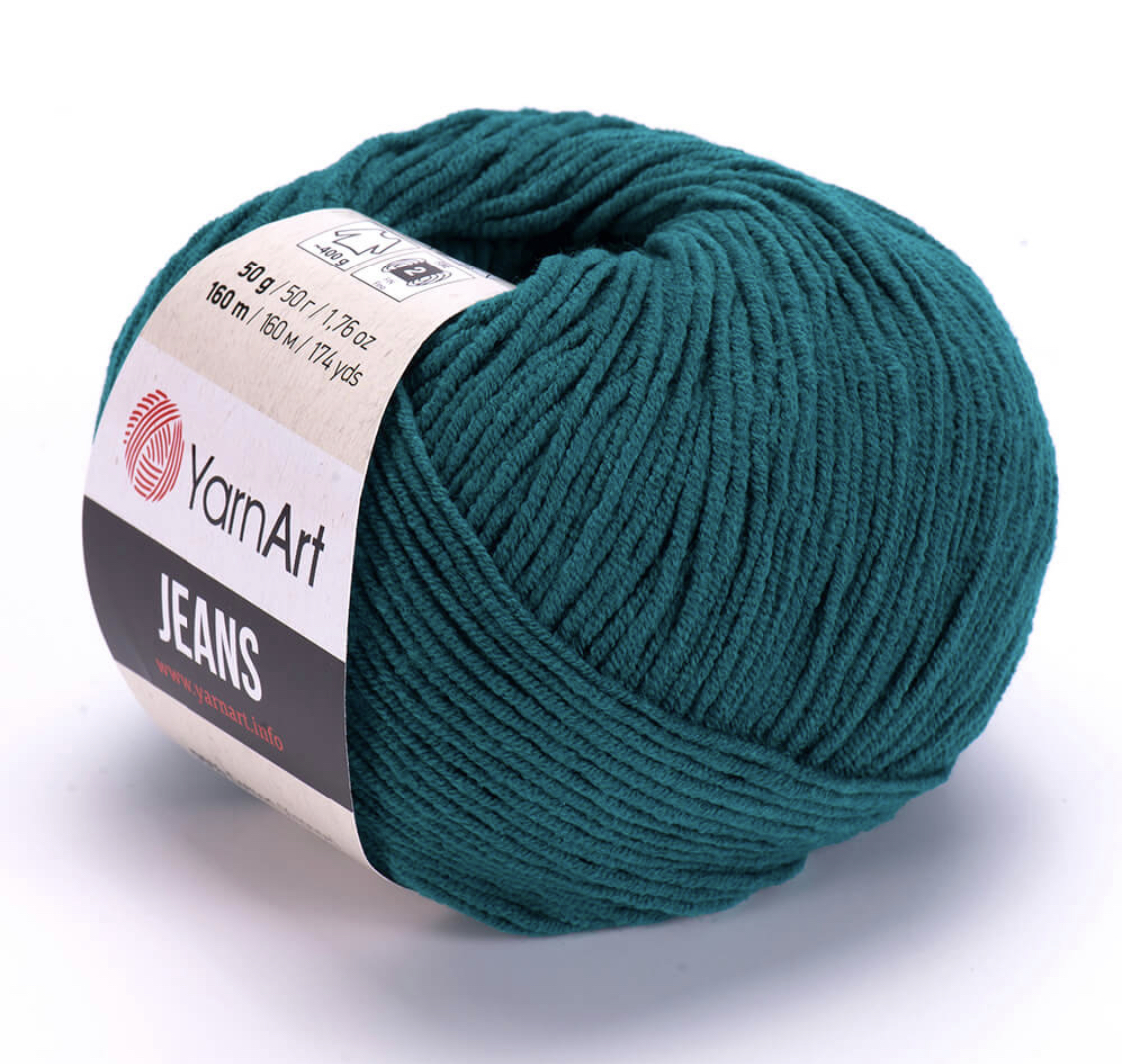 Пряжа Jeans 63 Изумруд Yarnart 