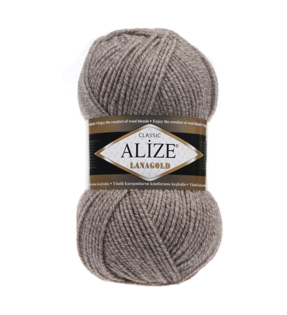 Пряжа LanaGold 650 Св. Коричневый меланж Alize 
