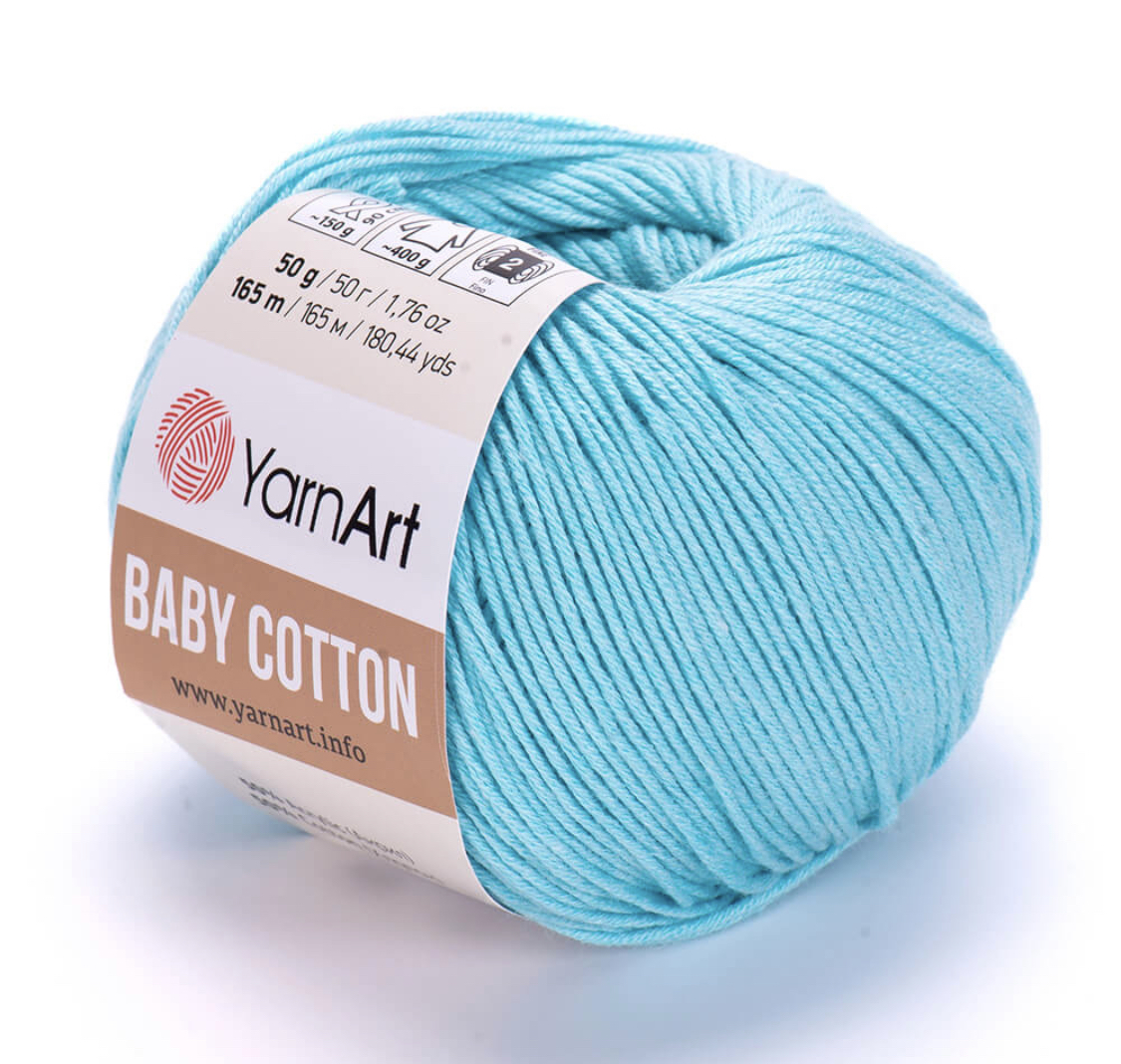 Пряжа Baby Cotton 446 Морозно голубой Yarnart 