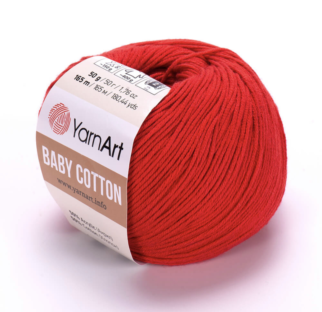 Пряжа Baby Cotton 426 Красный Yarnart 