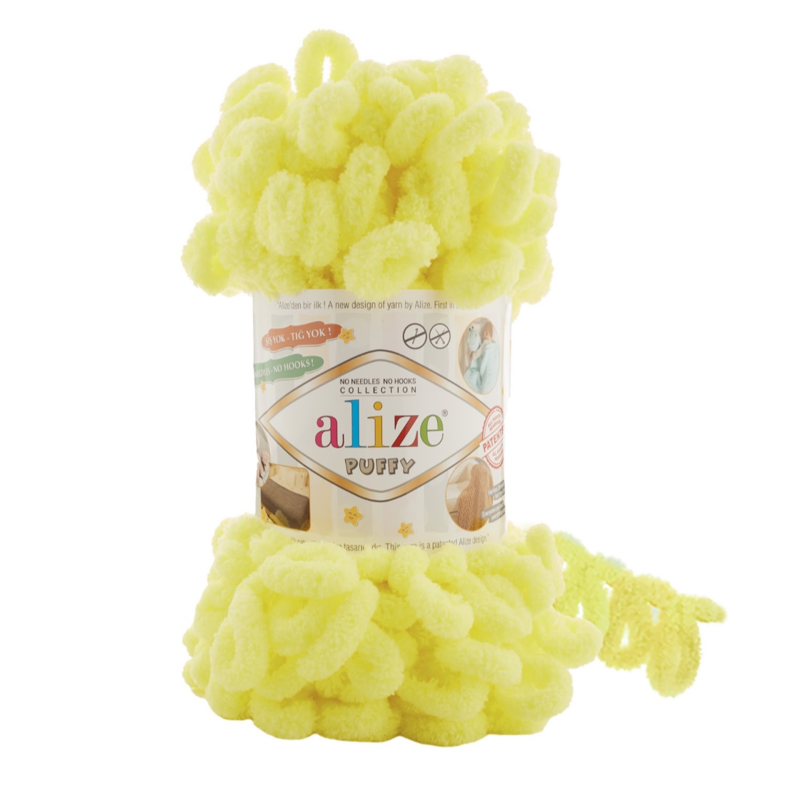 Пряжа Puffy 552 Неоновый желтый Alize 