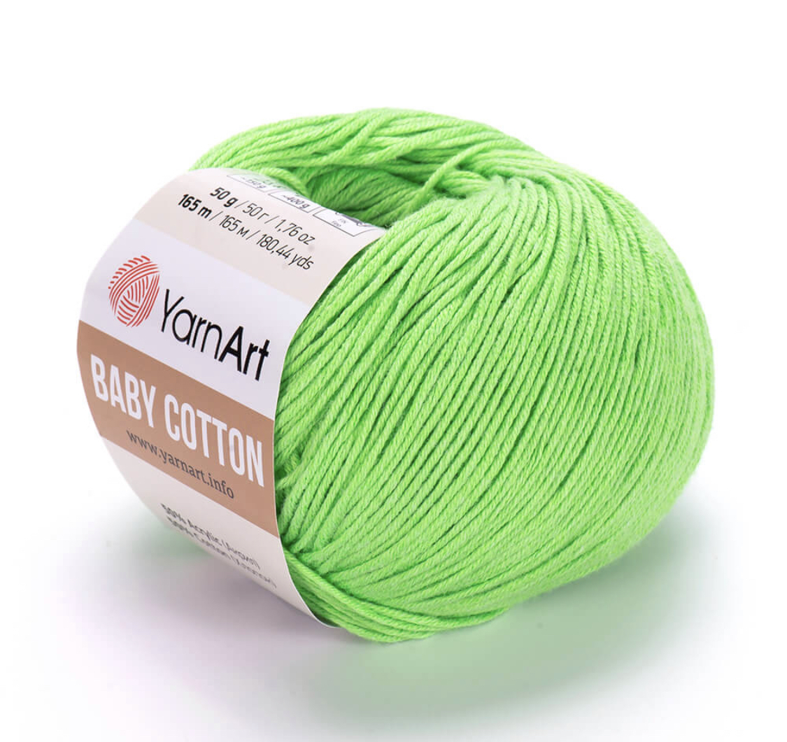 Пряжа Baby Cotton 438 Салатовый Yarnart 