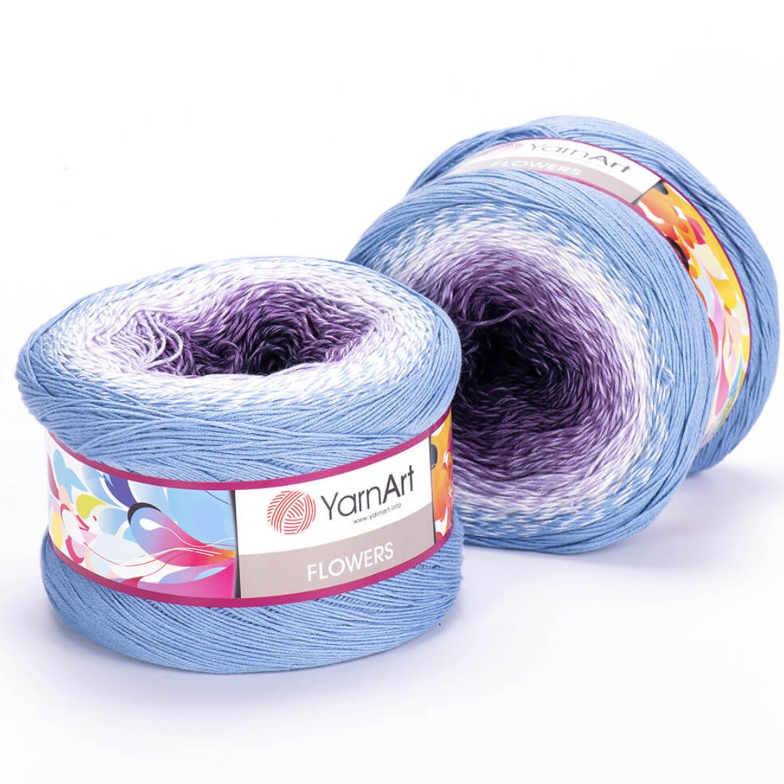 Пряжа Flowers 264 сирень/белый/голубой Yarnart 