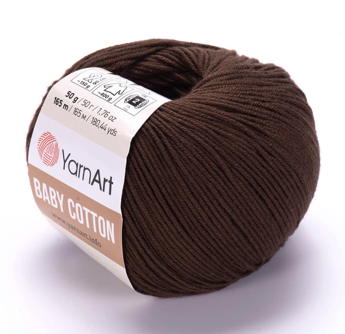 Пряжа Baby Cotton 408 Коричневый Yarnart 