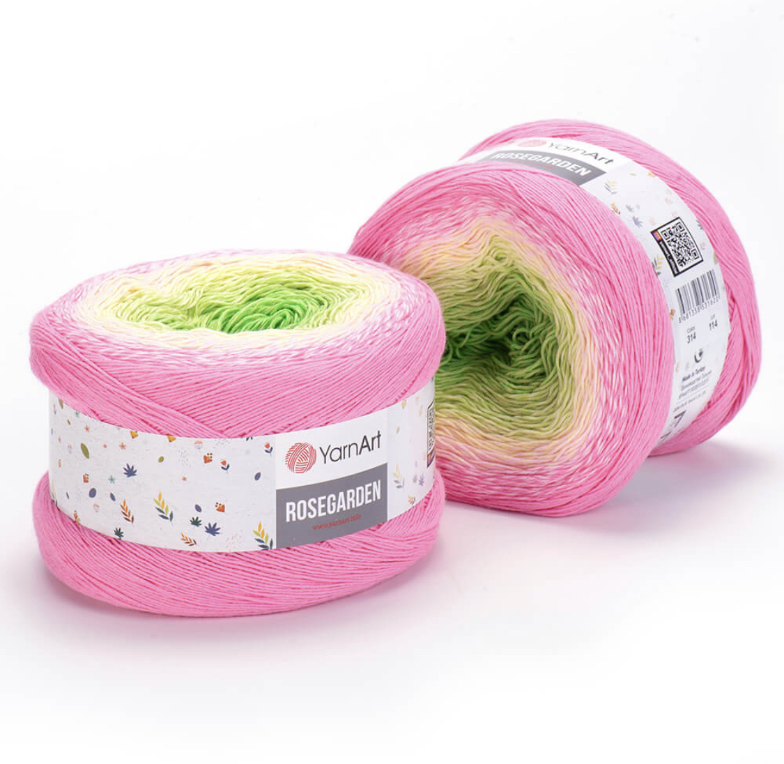 Пряжа Rosegarden 314 роз/зел. Yarnart 