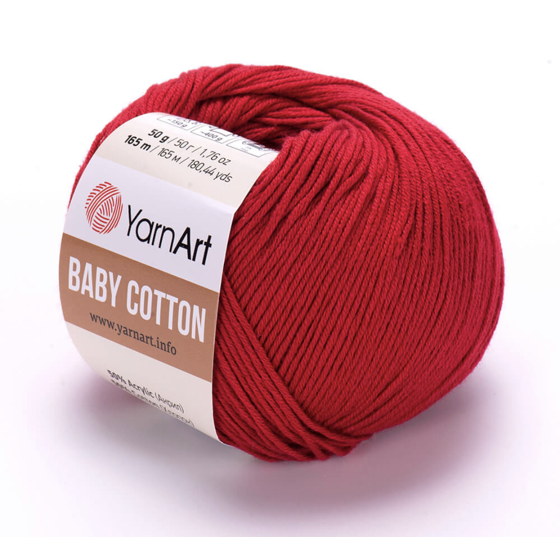 Пряжа Baby Cotton 427 Тёмно-красный Yarnart 