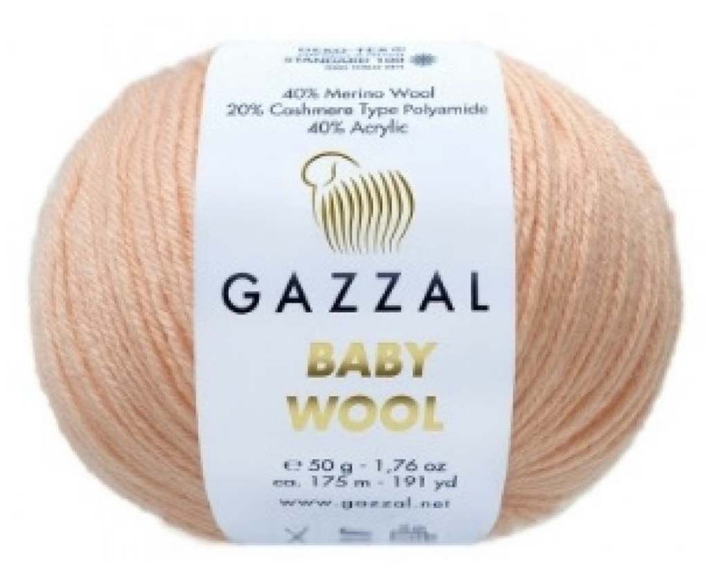 Пряжа Baby Wool 834 Персик Gazzal 