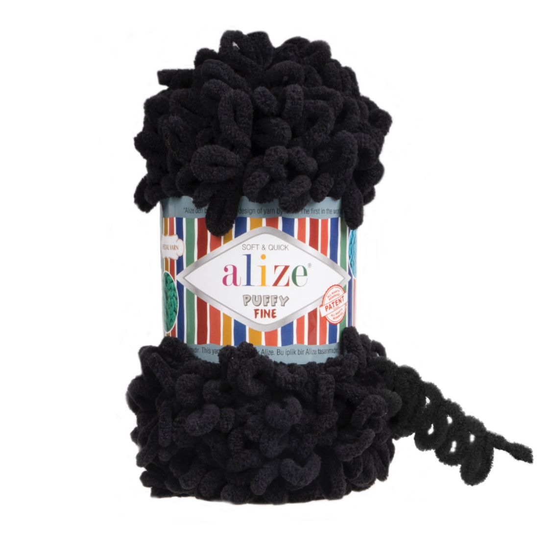 Пряжа Puffy Fine 60 Черный Alize 