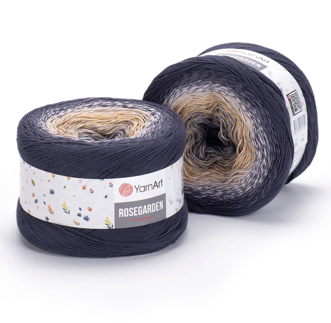 Пряжа Rosegarden 323 сер/корич/беж. Yarnart 