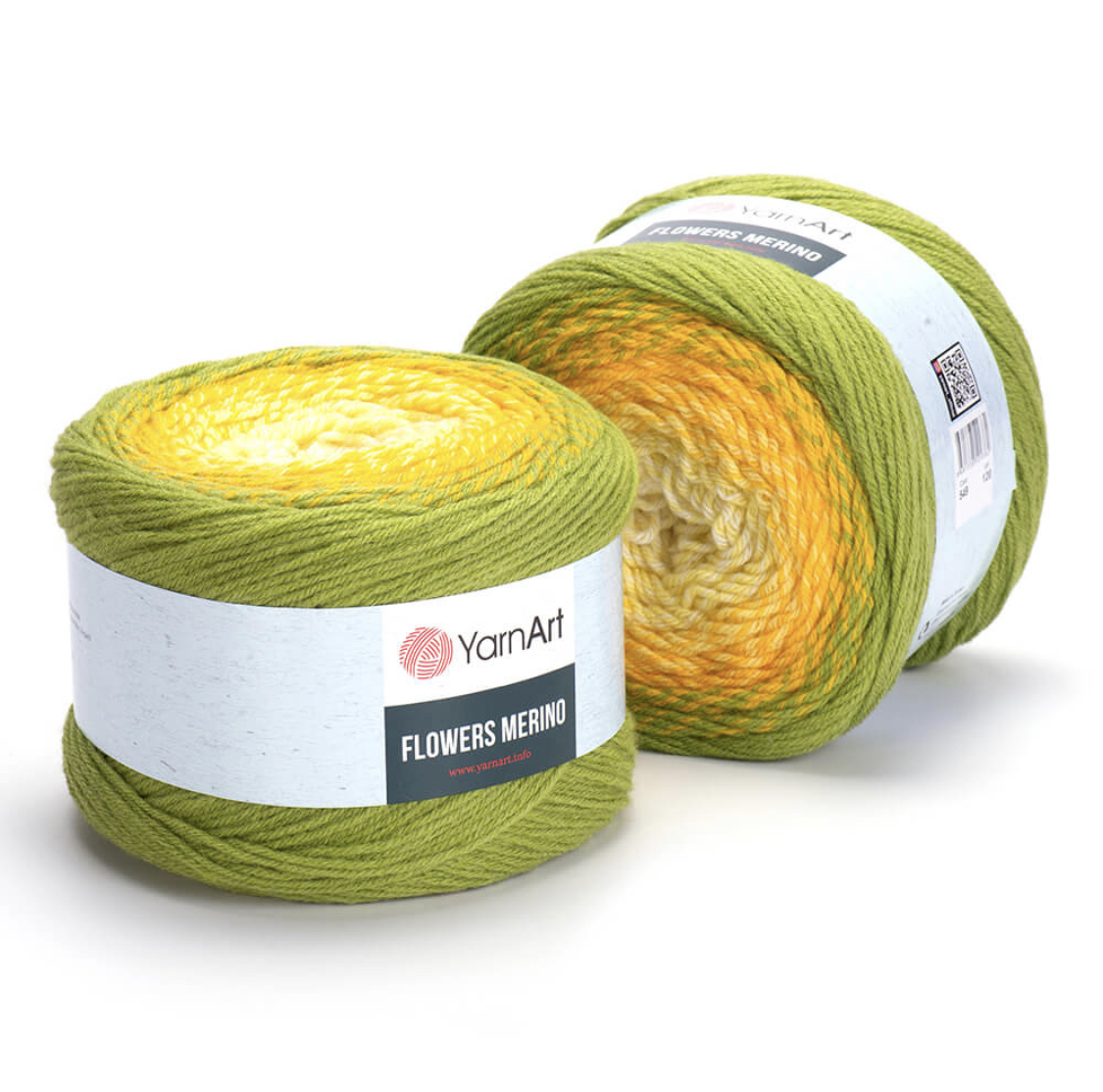 Пряжа Flowers Merino 549 белый/желтый/зеленый Yarnart 