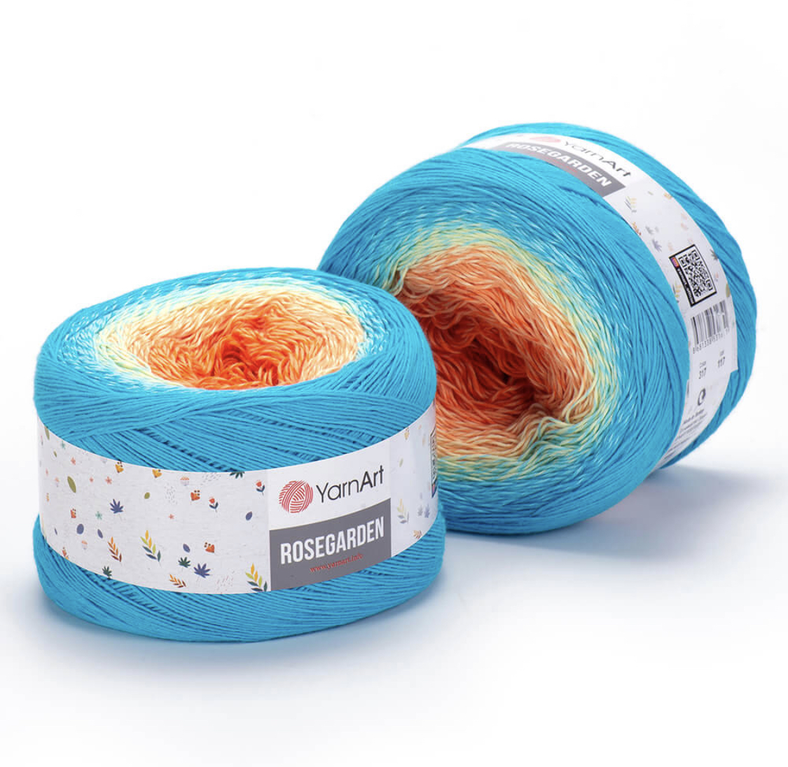 Пряжа Rosegarden 317 голуб/оранж. Yarnart 
