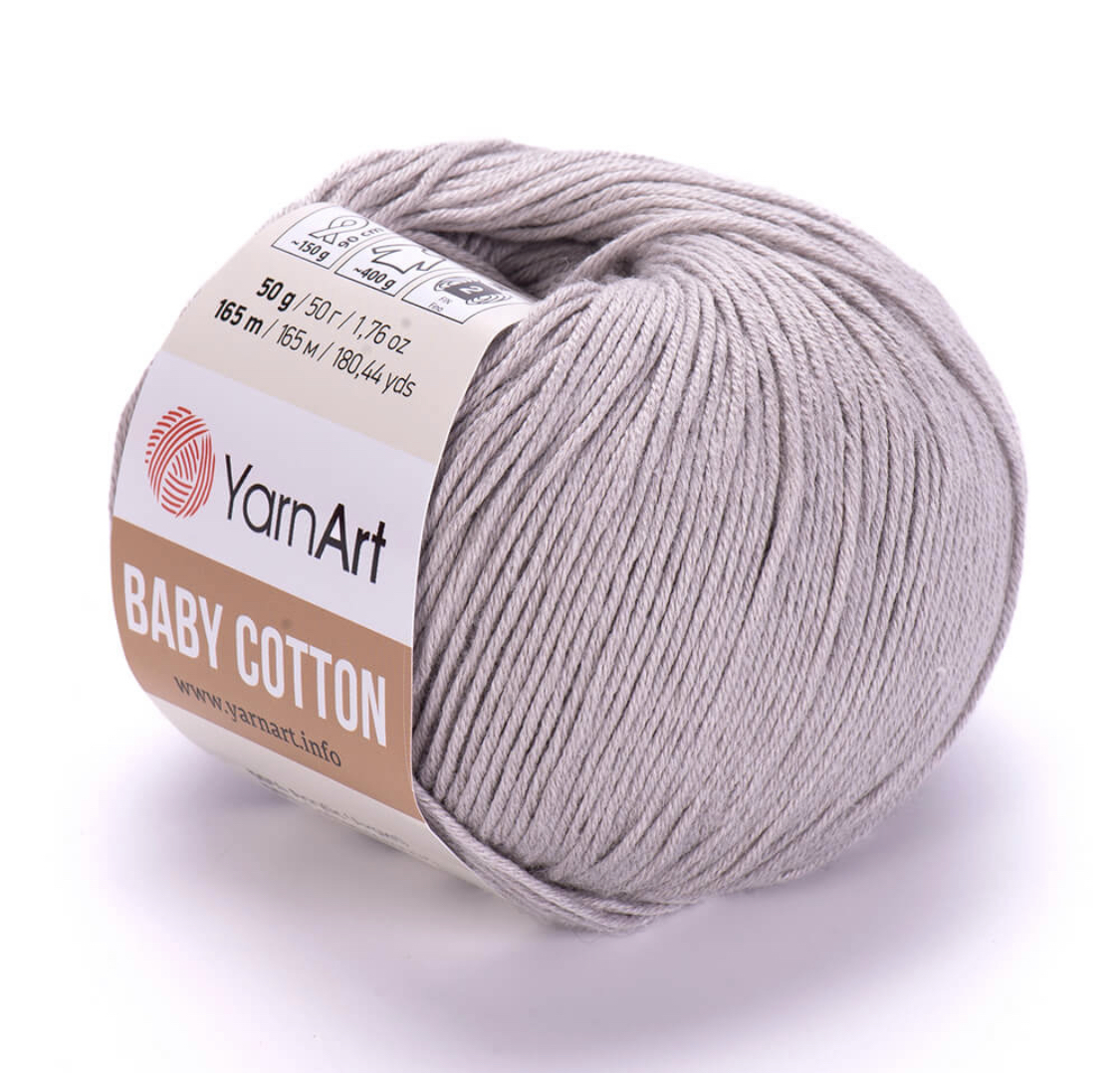 Пряжа Baby Cotton 406 Светло-серый Yarnart 