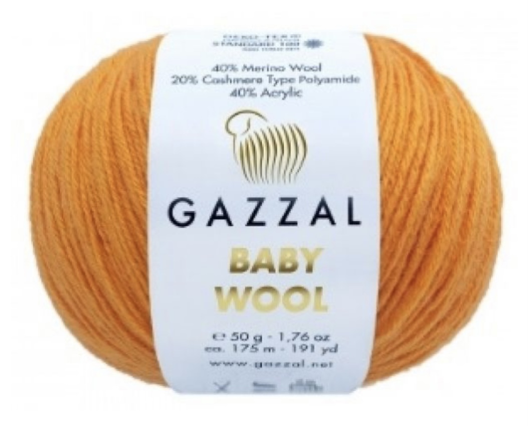 Пряжа Baby Wool 837 Апельсин Gazzal 