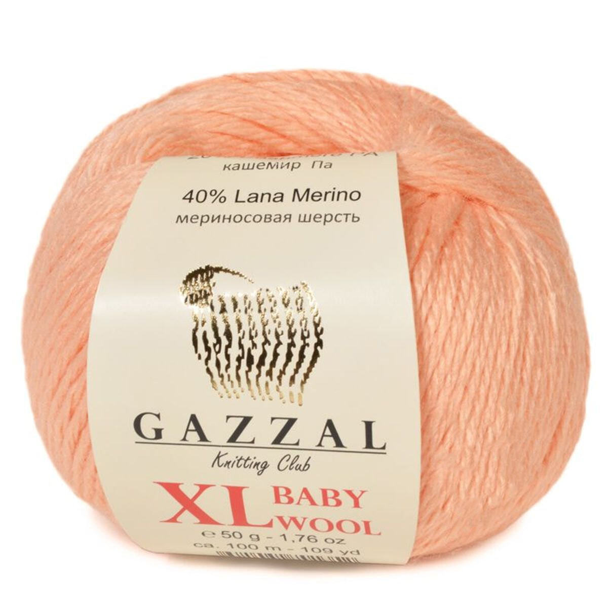 Пряжа Baby Wool XL 834 Персик Gazzal 