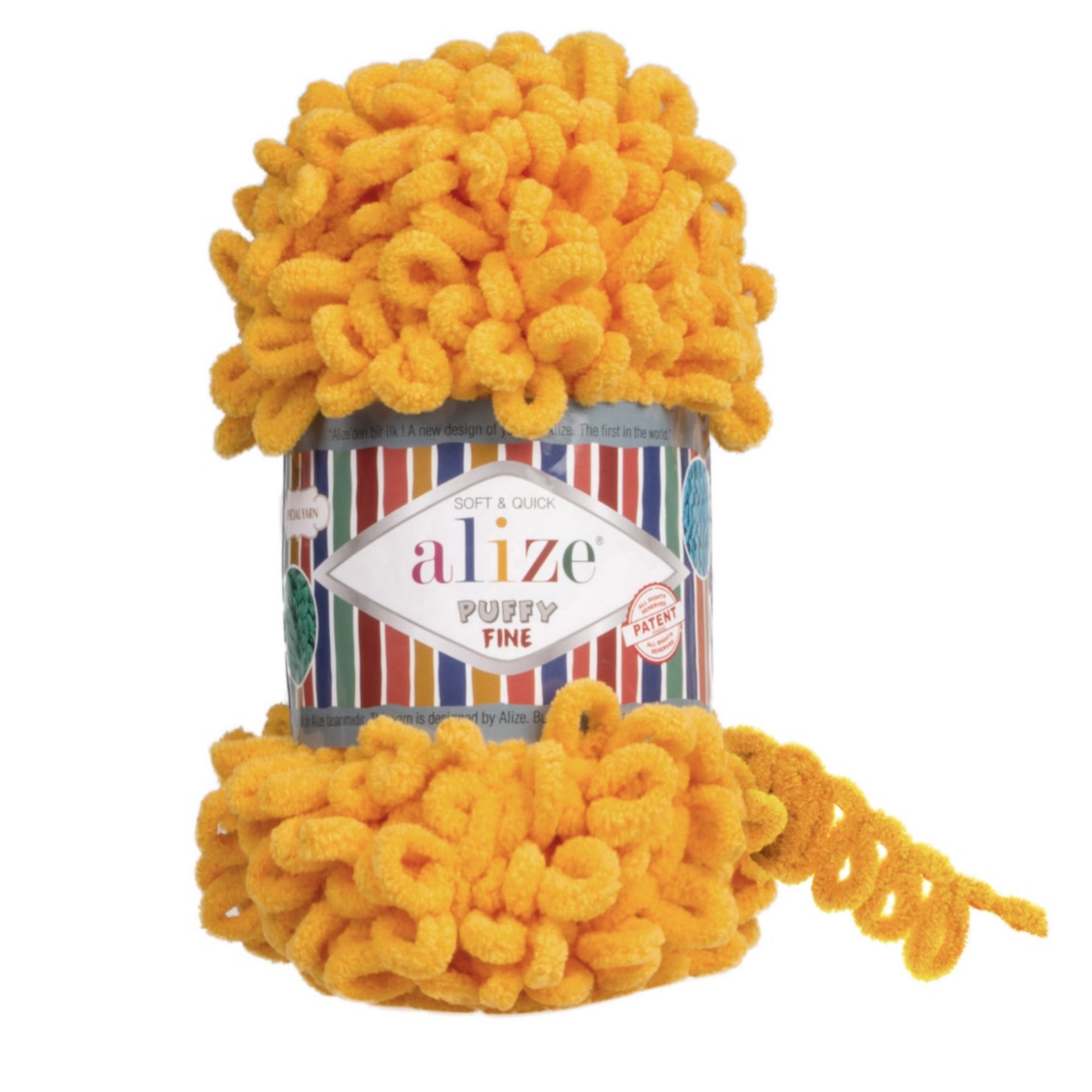 Пряжа Puffy Fine 82 Темно-желтый Alize 