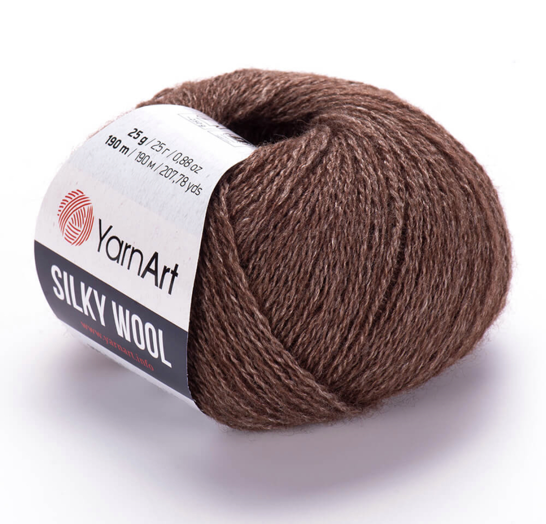 Пряжа Silky wool 336 Коричневый Yarnart 