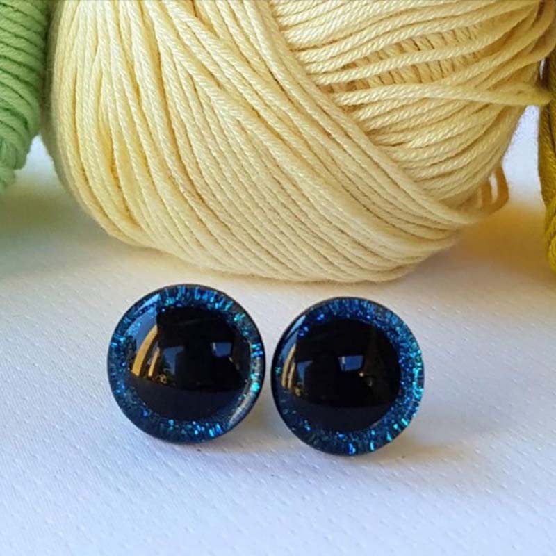 Глазки трапецевидные с искорками d18мм (01) синий