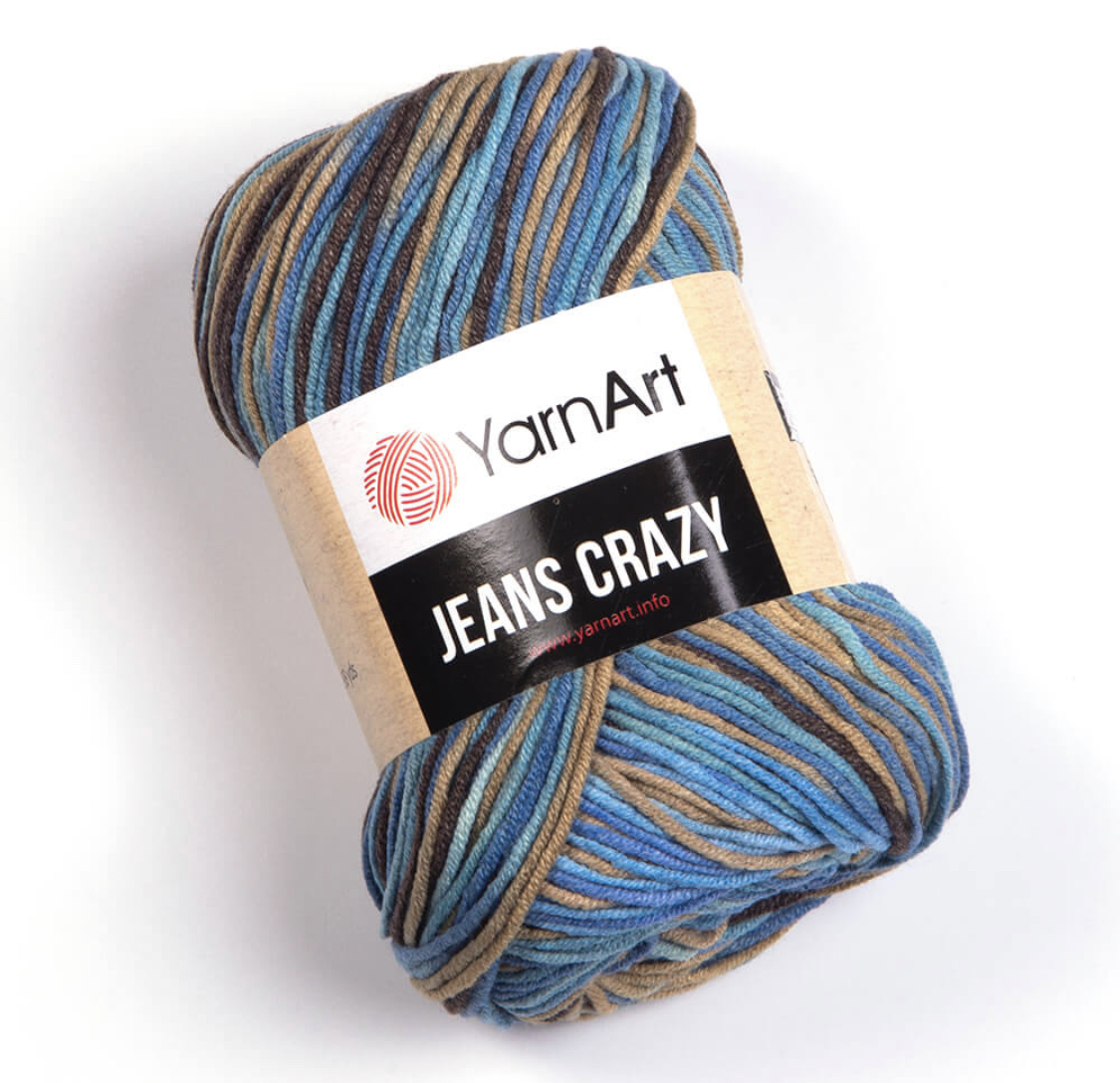 Пряжа Jeans Crazy 7202 Ярко-голубой принт Yarnart 