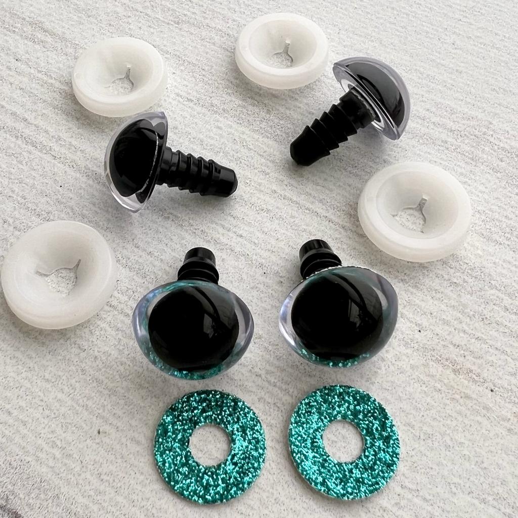 Глазки полусферы с искорками d 12мм (06) бирюзовый