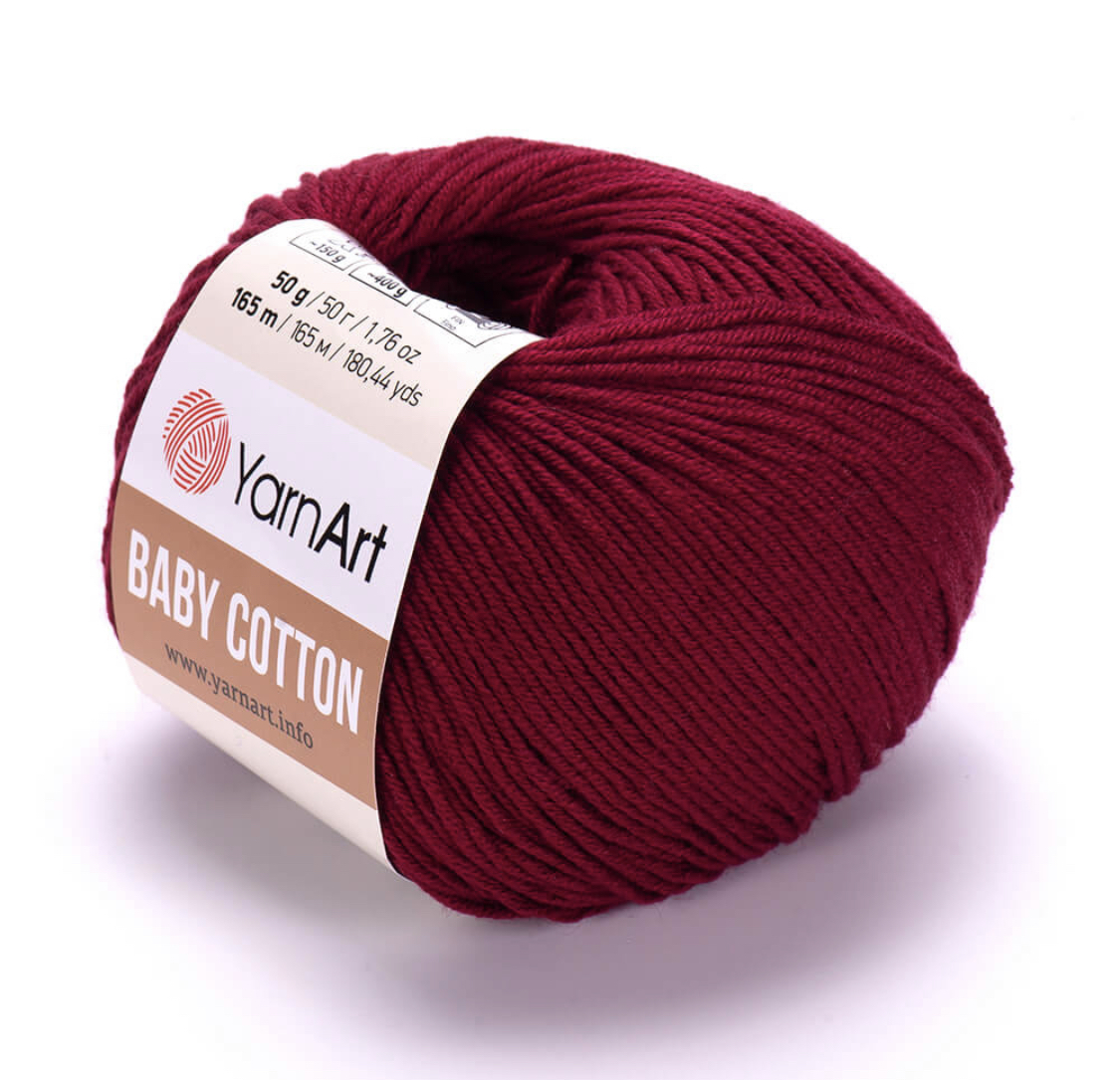 Пряжа Baby Cotton 428 Бордо Yarnart 