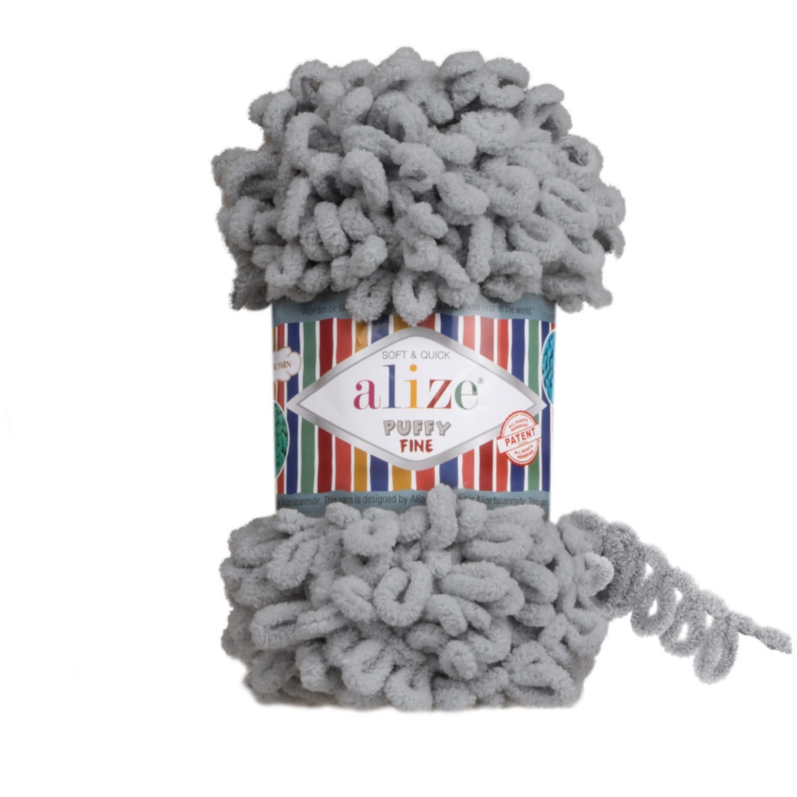Пряжа Puffy Fine 343 Угольный-серый Alize 