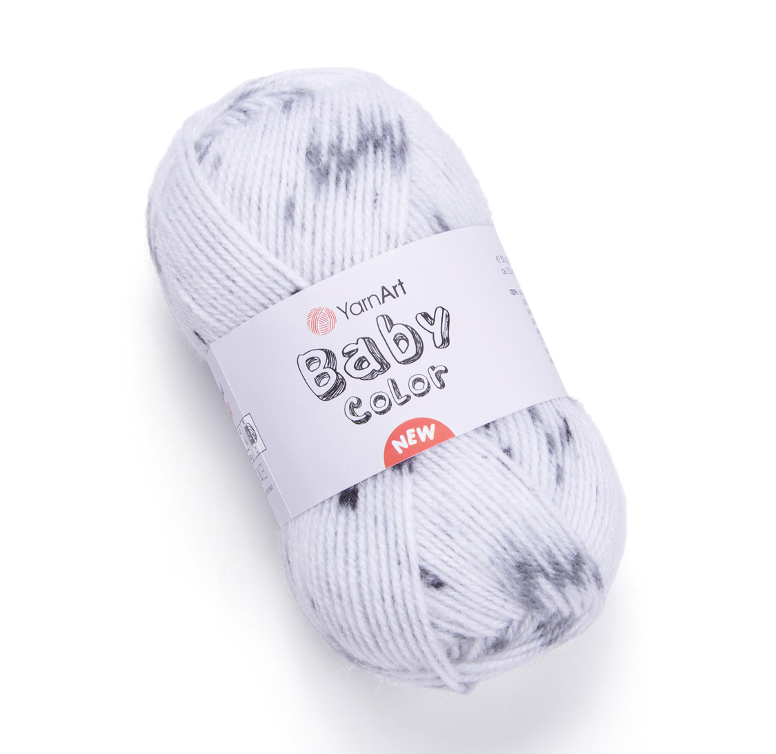 Пряжа Baby Color 205 Белый-серый Yarnart 