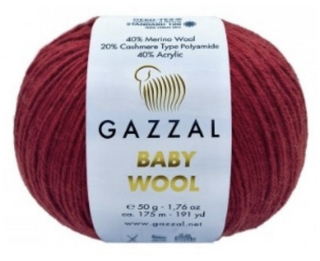 Пряжа Baby Wool 816 Темно красный Gazzal 