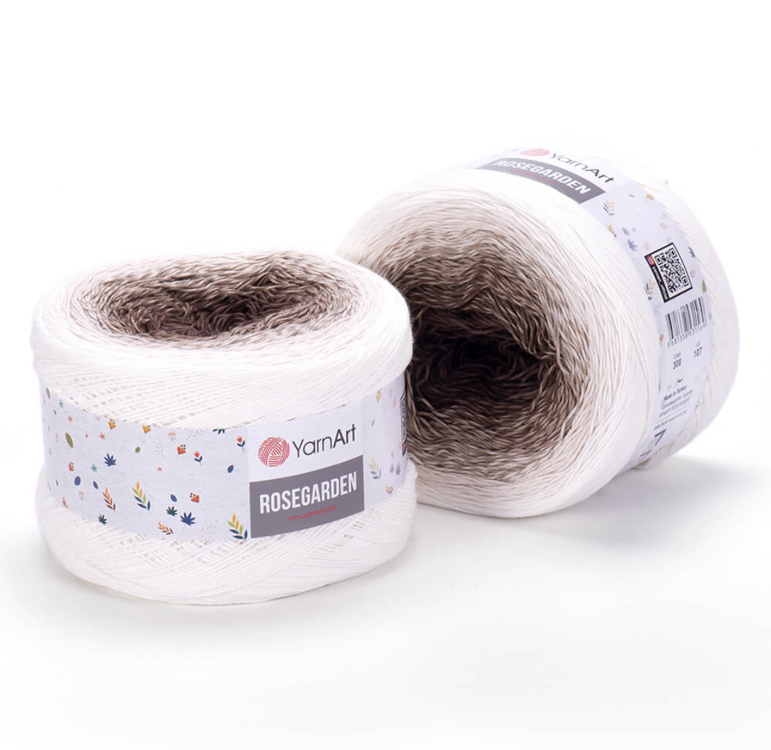 Пряжа Rosegarden 308 бел/беж/корич Yarnart 