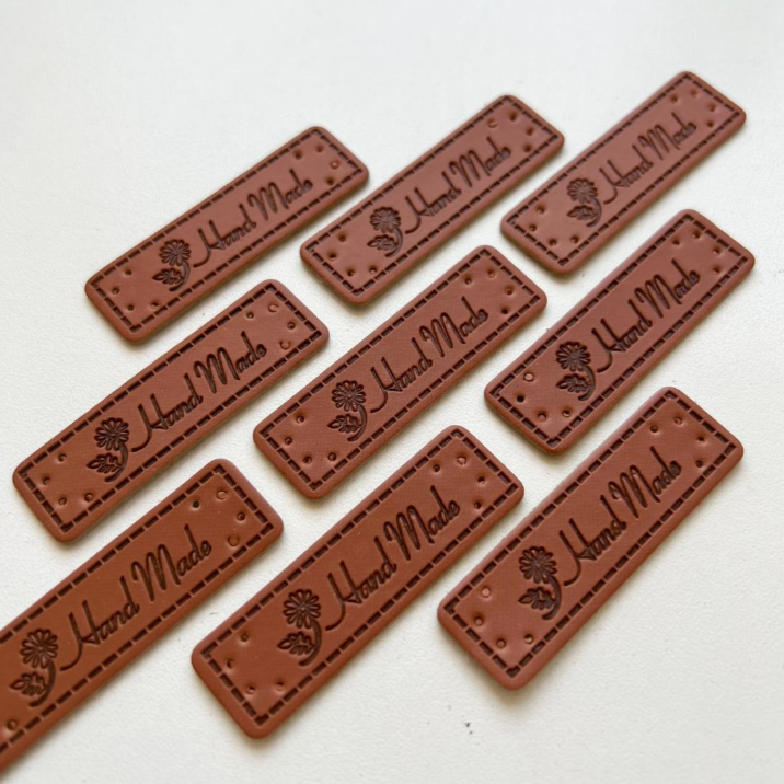 Бирка Hand Made Цветок коричневый