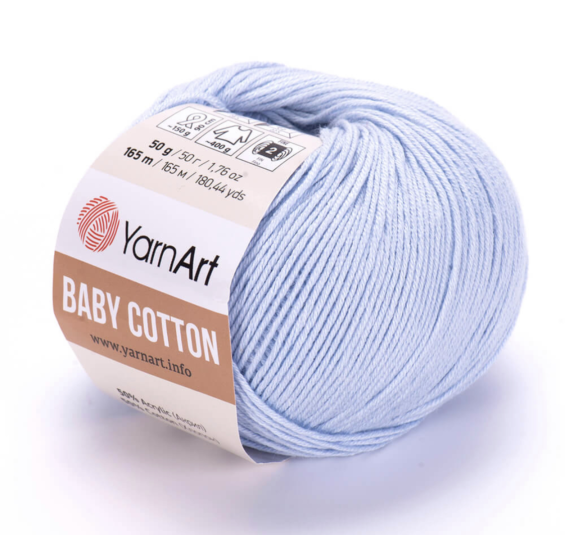 Пряжа Baby Cotton 450 Светлый-голубой Yarnart 