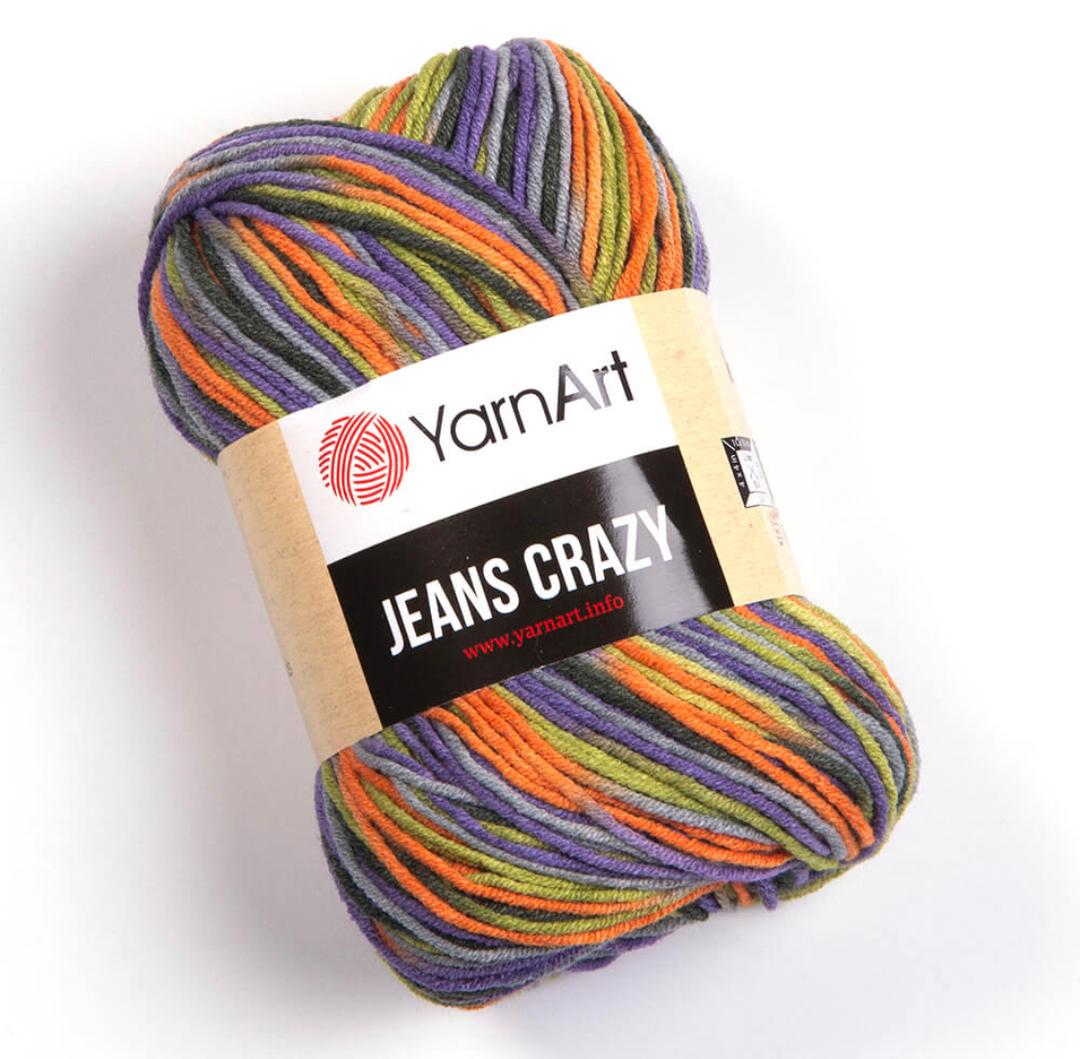 Пряжа Jeans Crazy 8213 Зеленый / фиолетовый / оранжевый Yarnart 