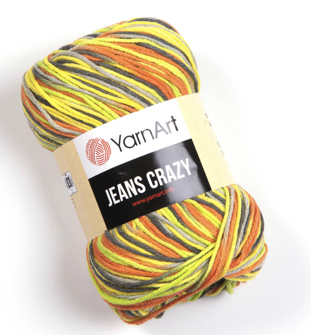 Пряжа Jeans Crazy 7201 Лимон принт Yarnart 