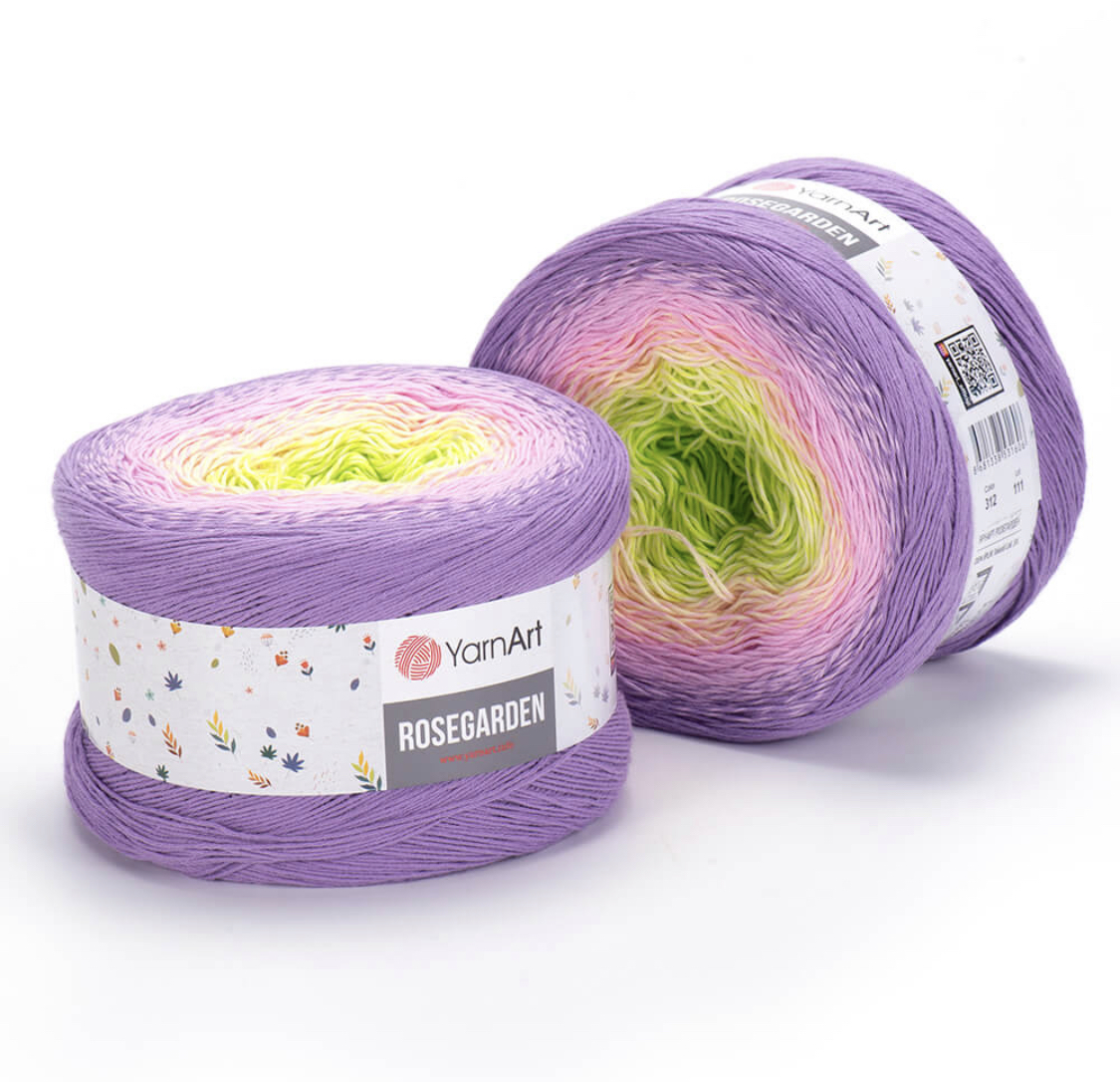 Пряжа Rosegarden 312 сирен/роз/салат. Yarnart 