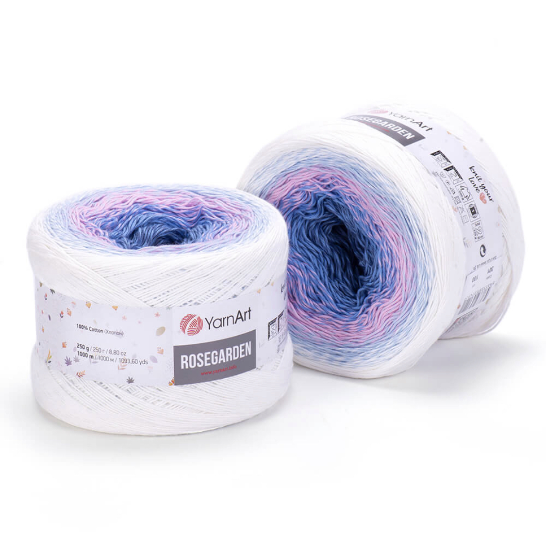 Пряжа Rosegarden 301 бел/голуб/сирен. Yarnart 
