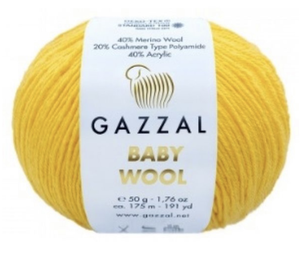 Пряжа Baby Wool 812 Желтый Gazzal 