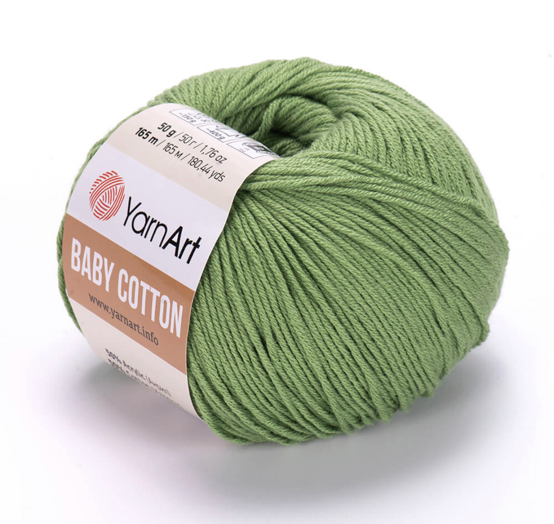 Пряжа Baby Cotton 440 Зеленая черепаха Yarnart 