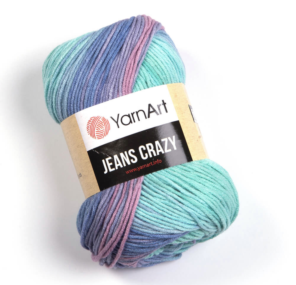 Пряжа Jeans Crazy 8203 Бирюза / Синий / Сирень Yarnart 