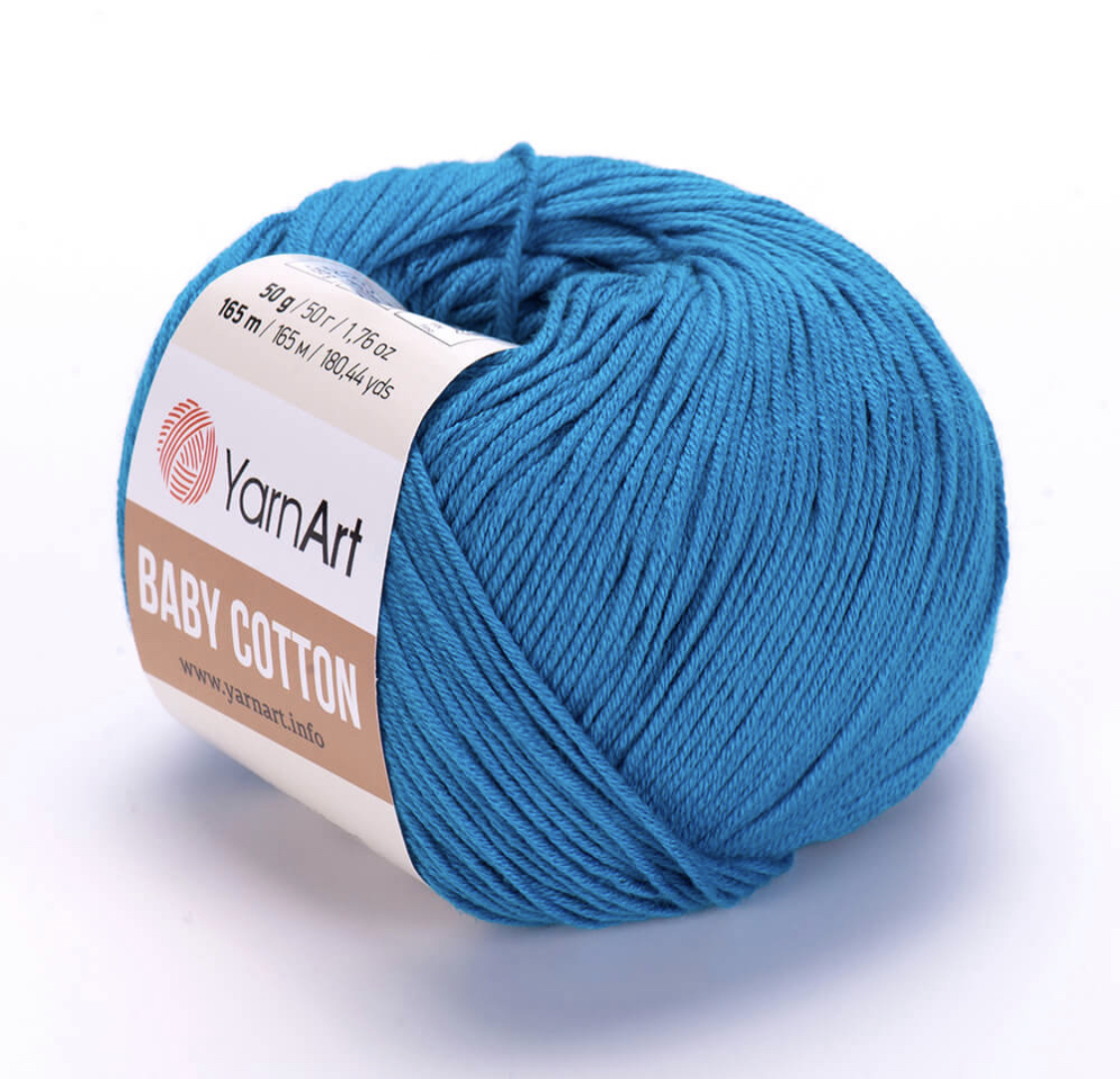 Пряжа Baby Cotton 458 Бирюзово-голубой Yarnart 