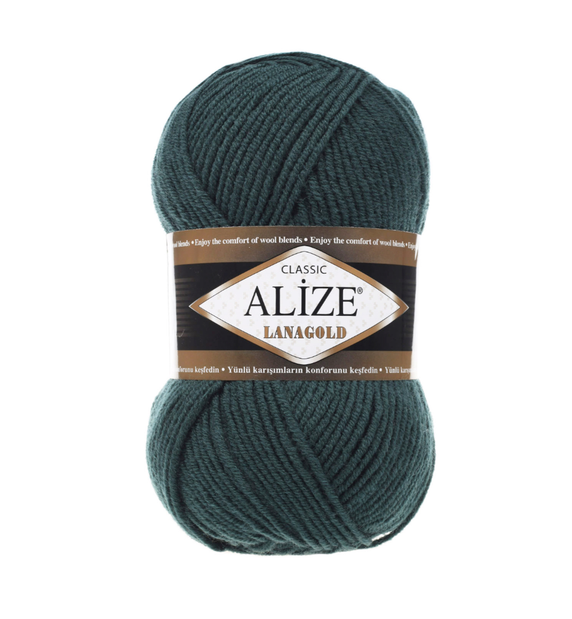 Пряжа LanaGold 426 Сосновый зеленый Alize 