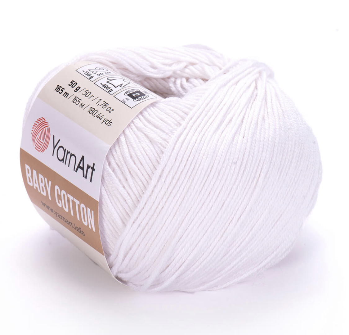 Пряжа Baby Cotton 400 Белоснежный Yarnart 