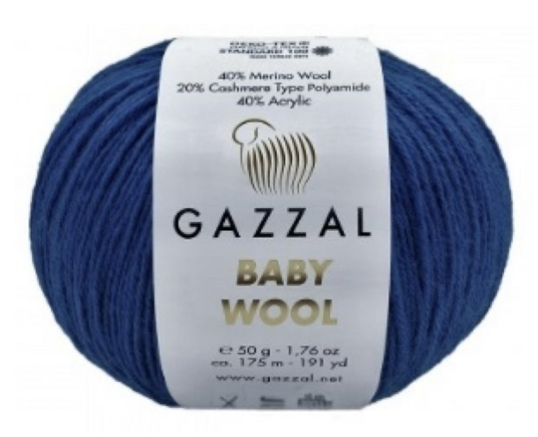 Пряжа Baby Wool 802 Темно синий Gazzal 