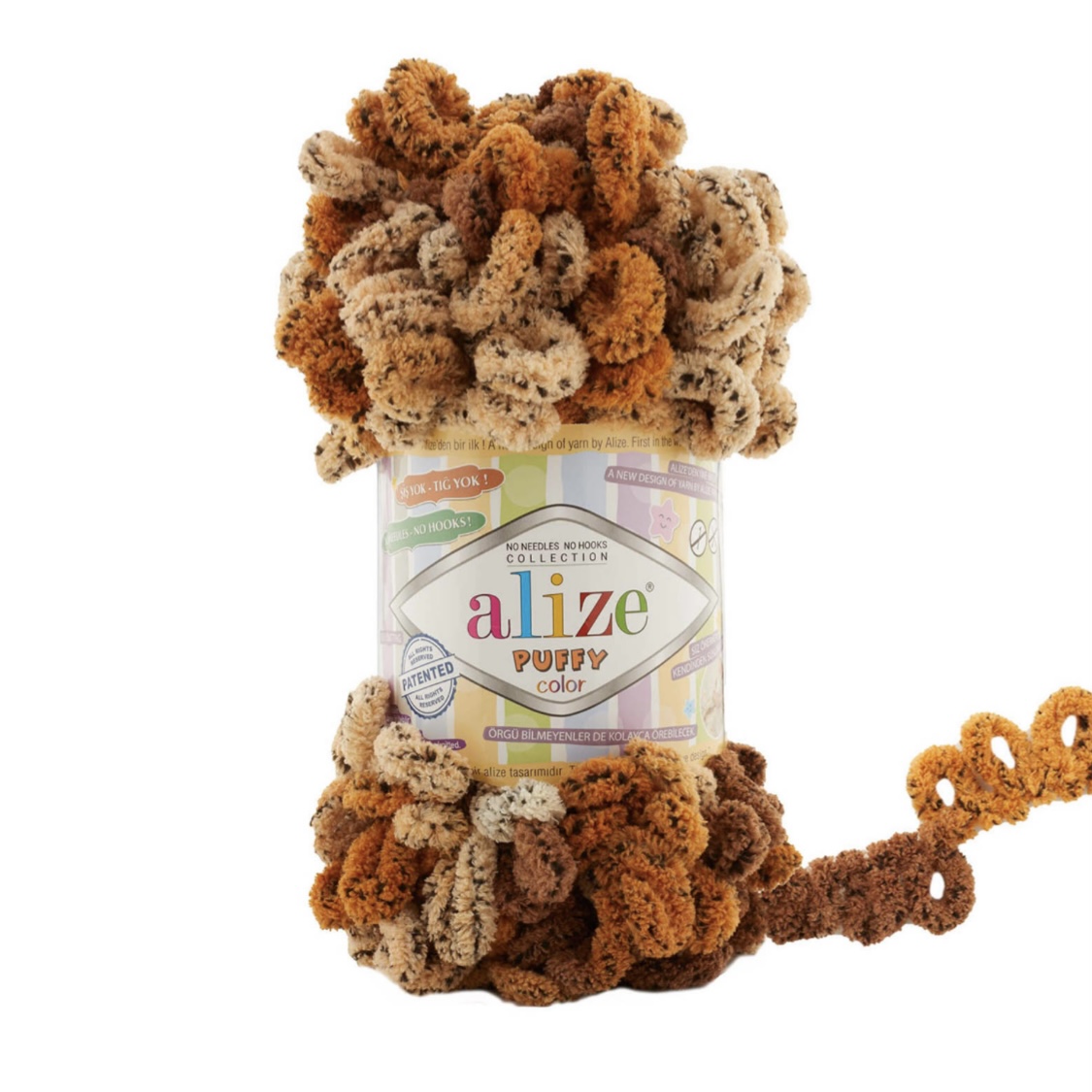 Пряжа Puffy Color 6080 Рыжий тигр Alize 