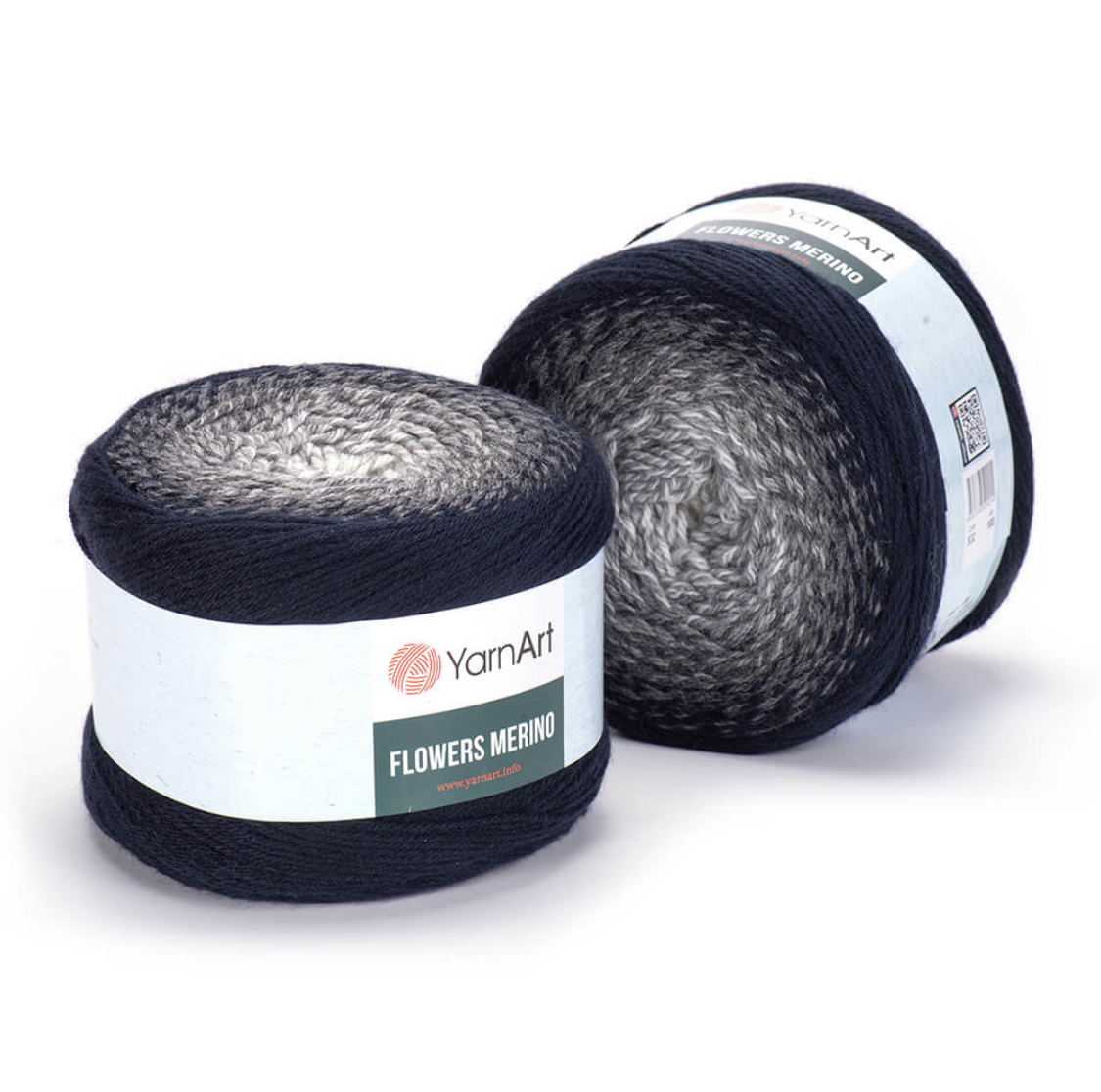 Пряжа Flowers Merino 532 Белый / серый / черный меланжевый Yarnart 