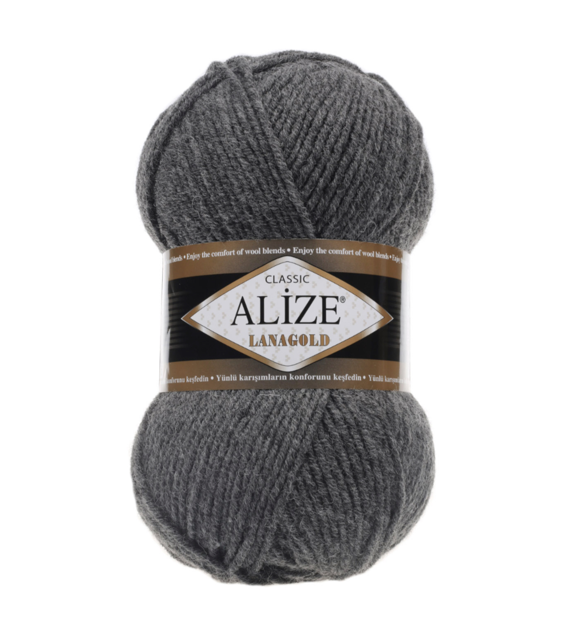 Пряжа LanaGold 182 средне-серый меланж Alize 