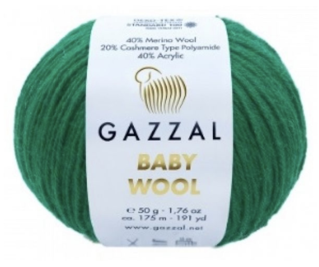 Пряжа Baby Wool 814 Темно зеленый Gazzal 