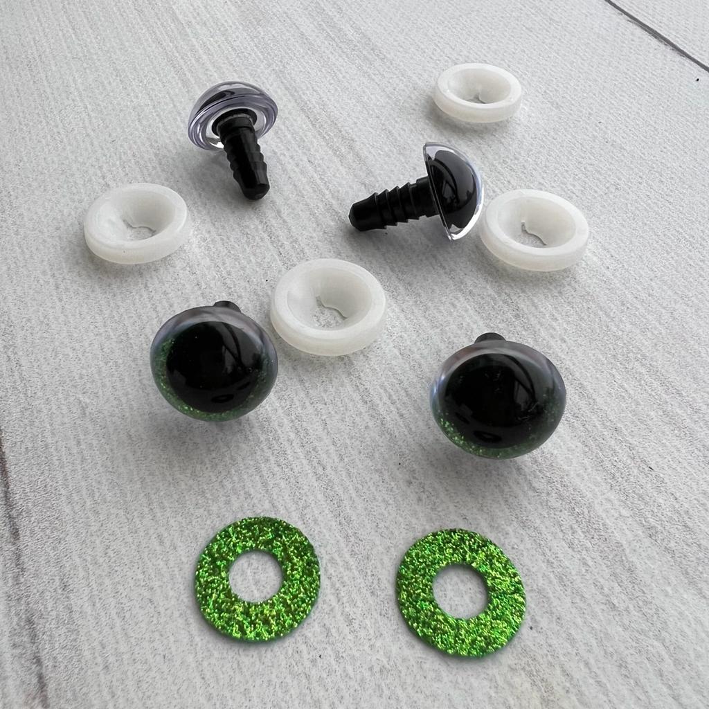 Глазки полусферы с искорками d 12мм (02) зеленый